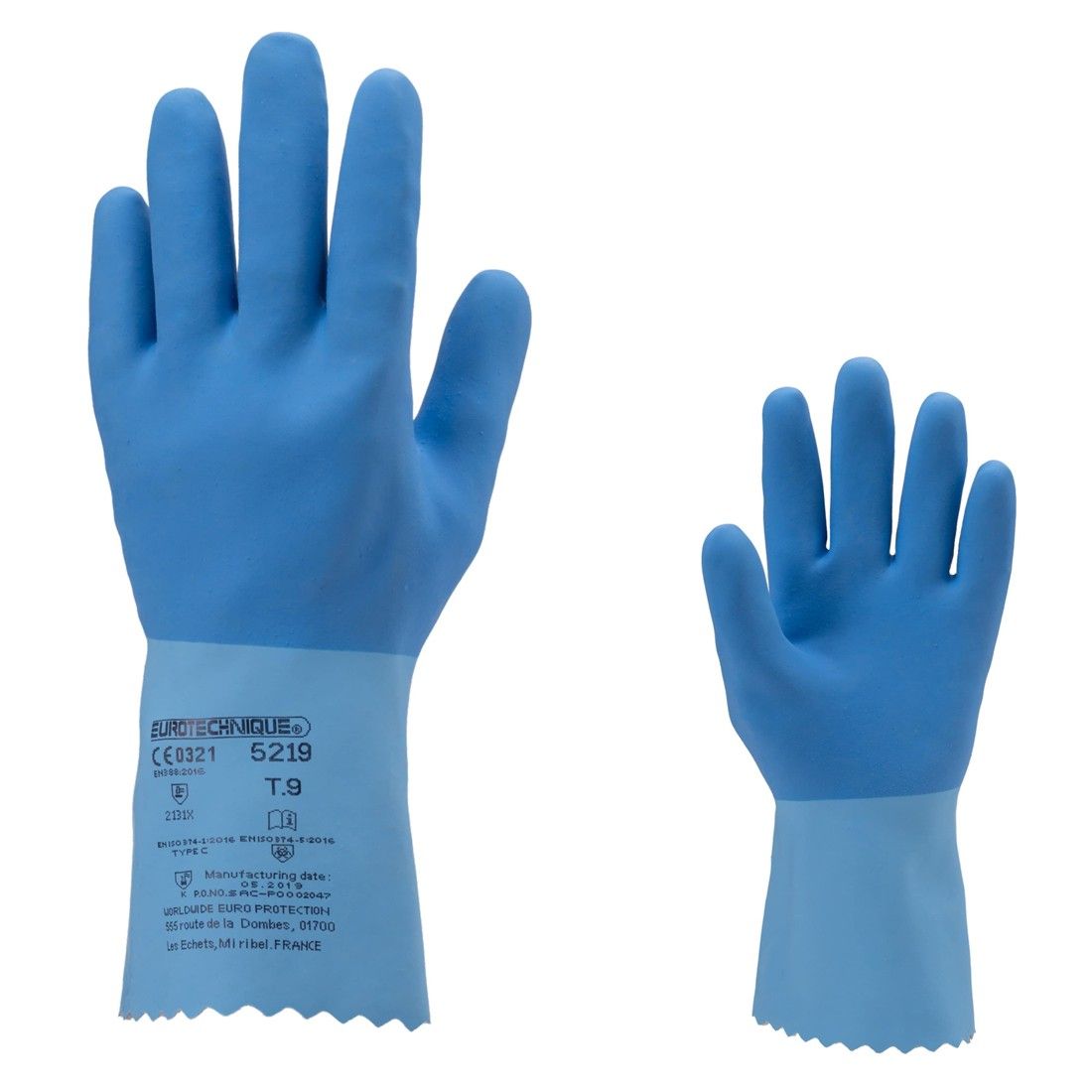 Coverguard - Gants de protection chimique bleu en latex sur jersey